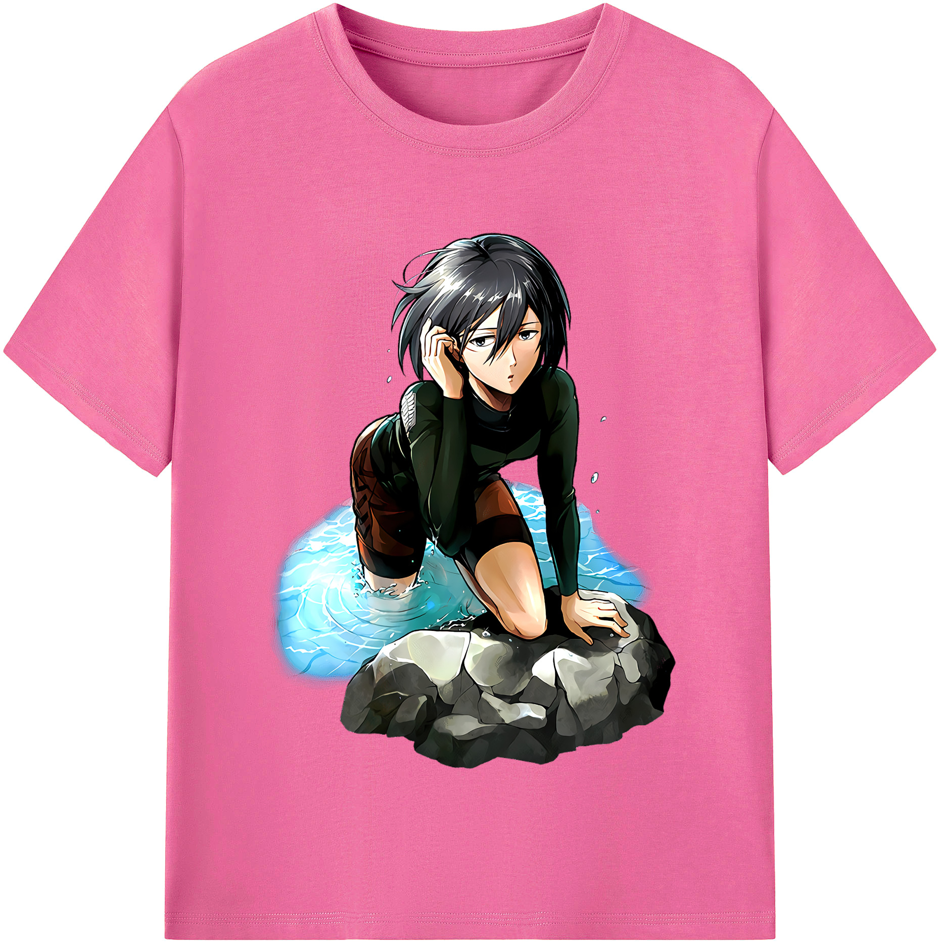 （画像用） 進撃の巨人 ミカサ·アッカーマン Attack on Titan Mikasa Ackerman レディースカジュアルプリントTシャツ（綿100％）